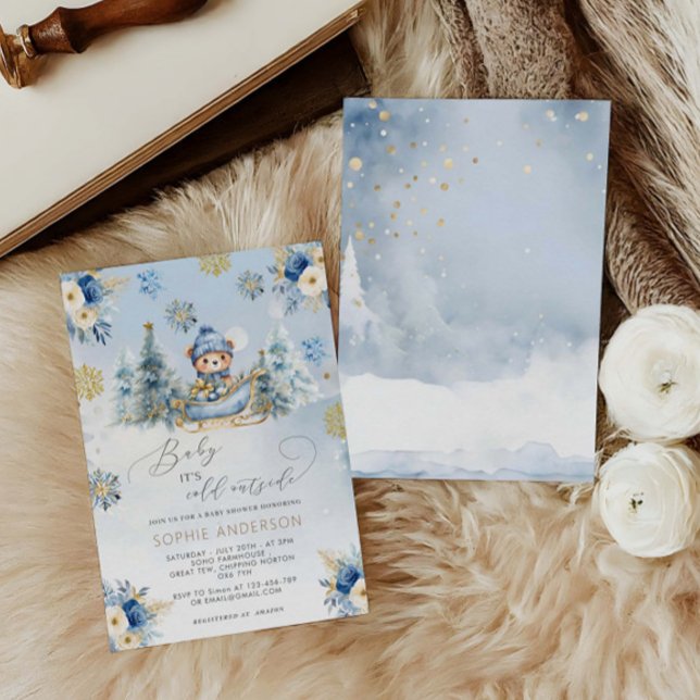 Invitación Bebé, está frío fuera del Baby Shower de oso limpi (Subido por el creador)