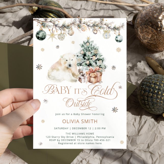 Invitación Bebé, está frío fuera del Baby Shower de oso polar (Subido por el creador)