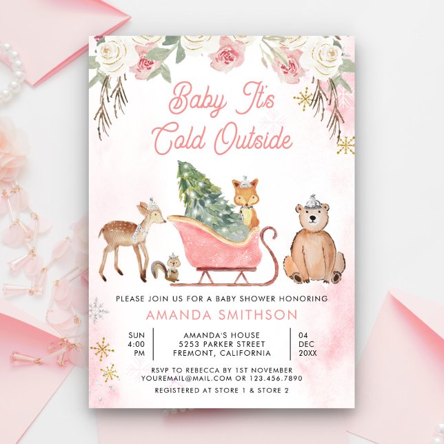 Invitación Bebé, está frío fuera del Baby Shower de Sleigh Ro (Subido por el creador)
