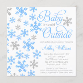 Invitación Bebé, está frío fuera del Baby Shower gris azul