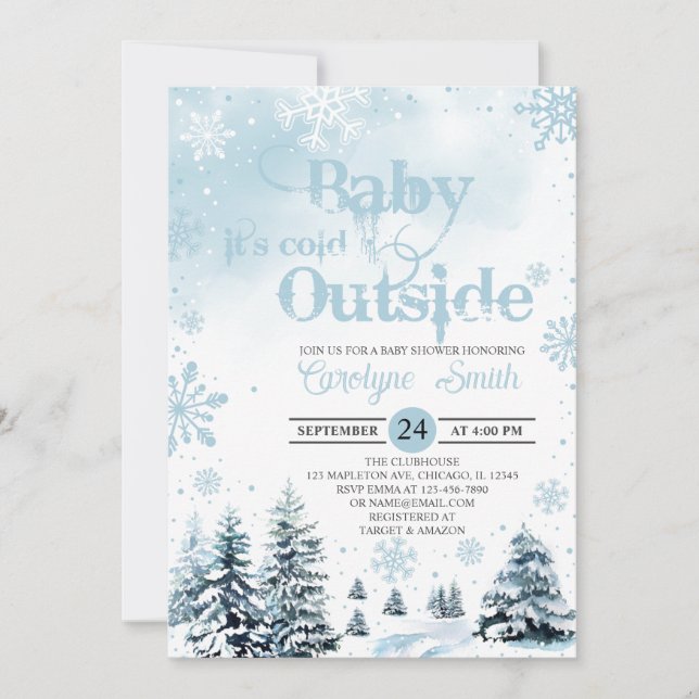 Invitación Bebé, está frío fuera del Baby Shower invernal (Anverso)