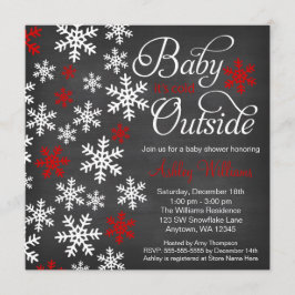 Invitación Bebé, está frío fuera del Baby Shower rojo de cart