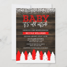 Invitación Bebé, está frío fuera del Baby Shower rojo de la n