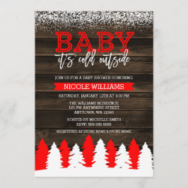 Invitación Bebé, está frío fuera del Baby Shower rojo de la n