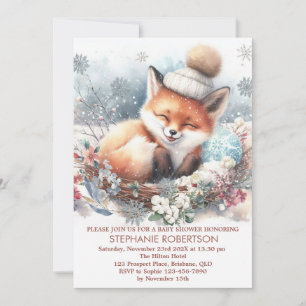 Invitación Bebé, está frío fuera del bosque de copos de nieve