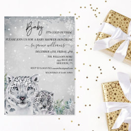 Invitación Bebé, está frío fuera del leopardo de la nieve ani