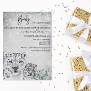 Invitación Bebé, está frío fuera del leopardo de la nieve ani