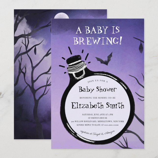 Invitación Bebé está preparando Baby Shower de Halloween otoñ (Anverso / Reverso)