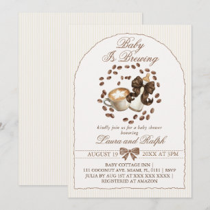 Invitación Bebé Está Preparando Café Baby Shower 