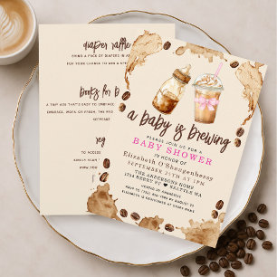 Invitación Bebé está preparando café Chica Fiesta de bebé Tod