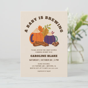 Invitación Bebé está preparando café de calabaza Baby Shower 