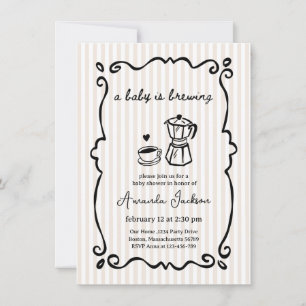 Invitación Bebé está preparando café para la ducha de bebé