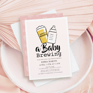 Invitación Bebé está preparando cerveza Botella de bebé Rosa 