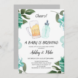 Invitación Bebé está preparando cerveza y Baby Shower con cód