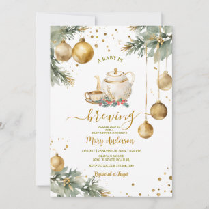 Invitación Bebé está preparando Navidades de Baudibles de oro
