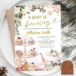 Invitación Bebé está preparando té de Navidad de invierno Fie