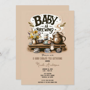 Invitación Bebé está preparando una ducha de té rústico