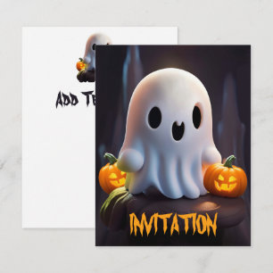 Invitación Bebé Fantasma Típico personaje de Halloween