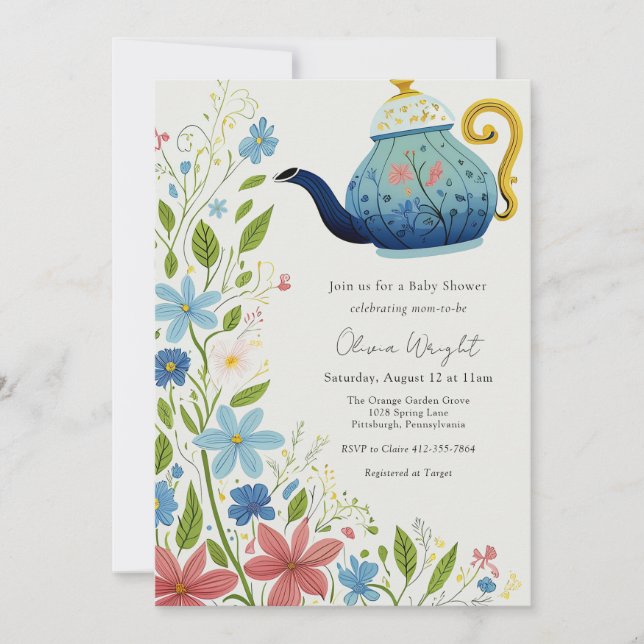 Invitación Bebé Fiesta de té (Anverso)