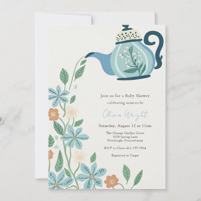 Invitación Bebé Fiesta de té (Anverso)