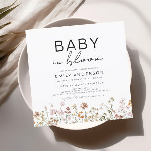 Invitación Bebé Flor Silvestre en Flor Baby Shower Terracota