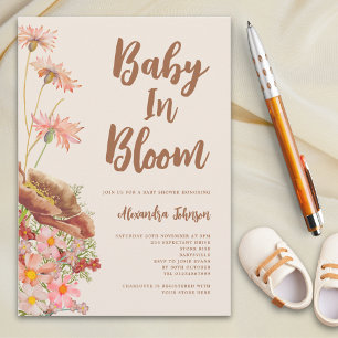 Invitación Bebé flor silvestre en floración Celebración de ba