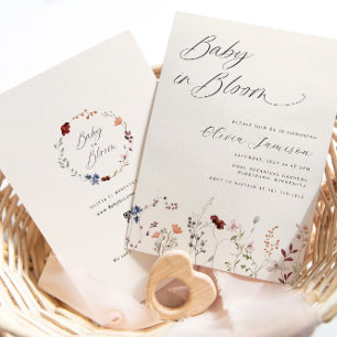 Invitación Bebé Flor Silvestre en Floración Fiesta de Bebé Fl