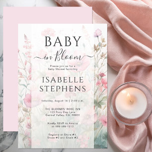 Invitación Bebé Flor Silvestre Romántica en Flor Baby Shower