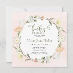 Invitación Bebé Flor Silvestre Sip And See