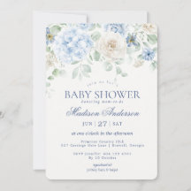 Bebé floral azul en Bloom Hydrangea Baby Shower