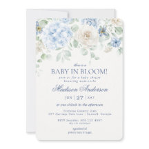 Bebé floral azul en Bloom Hydrangea Baby Shower