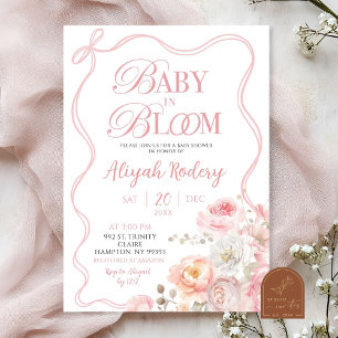 Invitación Bebé floral de flores rosadas en Baby Shower flore