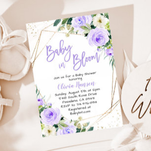 Invitación Bebé floral de lavanda en Baby Shower en flor