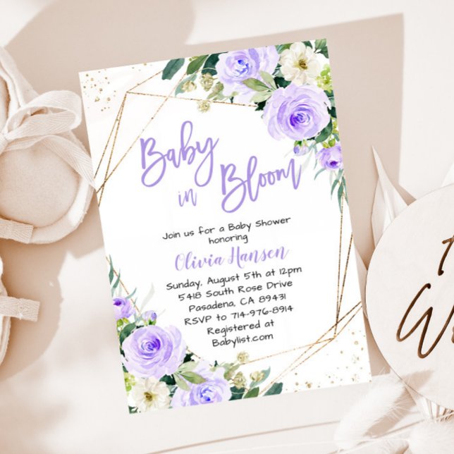 Invitación Bebé floral de lavanda en Baby Shower en flor (Subido por el creador)