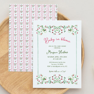 Invitación Bebé floral de mano en Chica de sangre Baby Shower