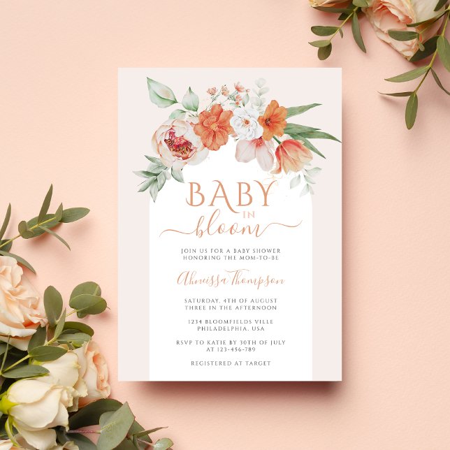 Invitación Bebé floral de primavera en el florecimiento de fl (Subido por el creador)