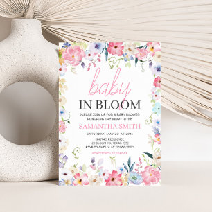 Invitación Bebé floral en Baby Shower de primavera florecient