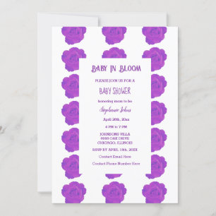 Invitación Bebé Floral En Bloom Rosa Púrpura Chica Baby Showe
