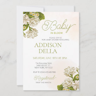 Invitación Bebé floral en ducha de sangre neutra