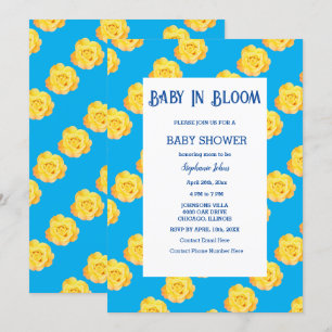 Invitación Bebé floral en flor bebé Cumple bebé Azul amarillo