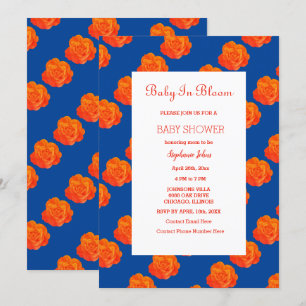Invitación Bebé floral en la marina Naranja en flor Baby Show