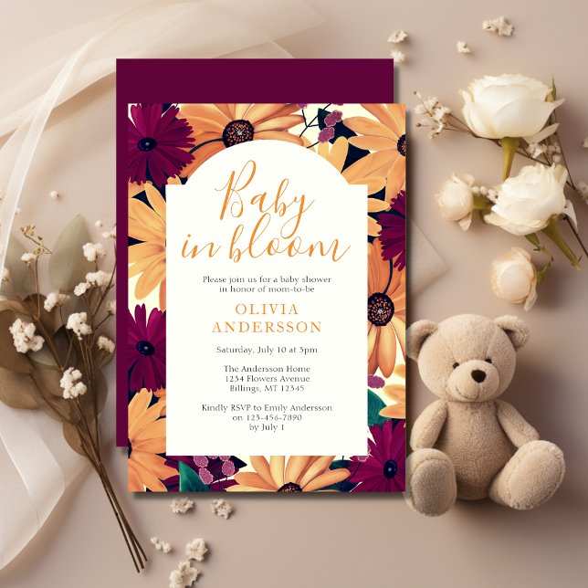 Invitación Bebé floral en un Baby Shower neutro de género (Subido por el creador)