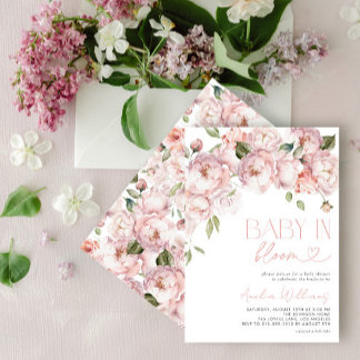 Invitación Bebé floral moderno en ducha Chica en flor