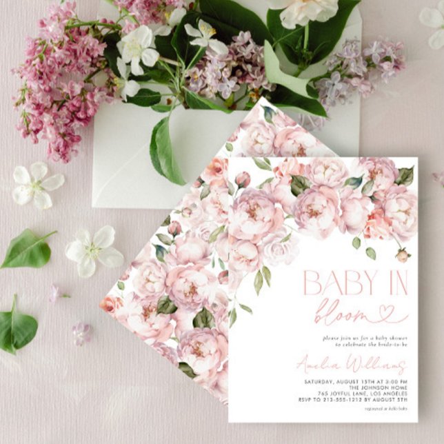 Invitación Bebé floral moderno en ducha Chica en flor (Subido por el creador)