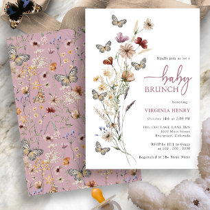Invitación Bebé Floral Rosa Brunch