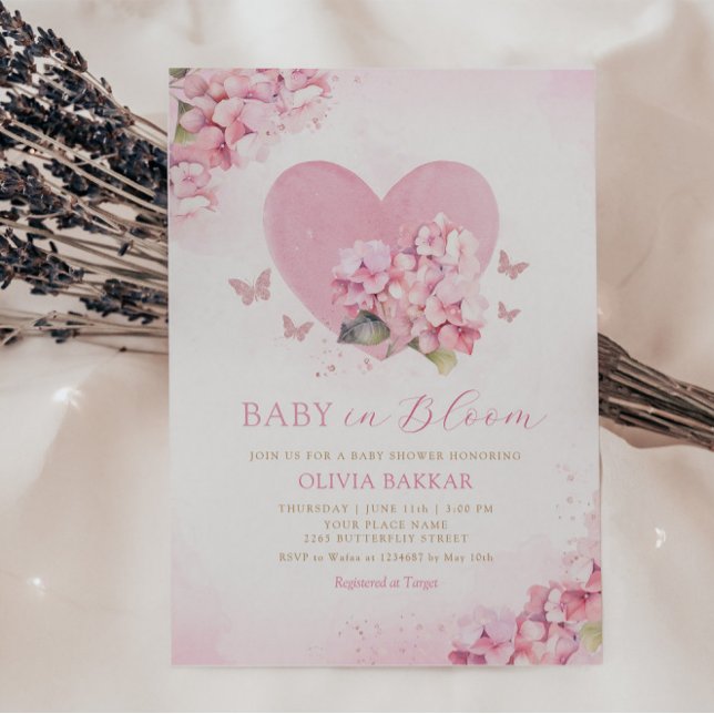 Invitación Bebé floral rosa Rubor en Baby Shower, Chica de sa (Subido por el creador)