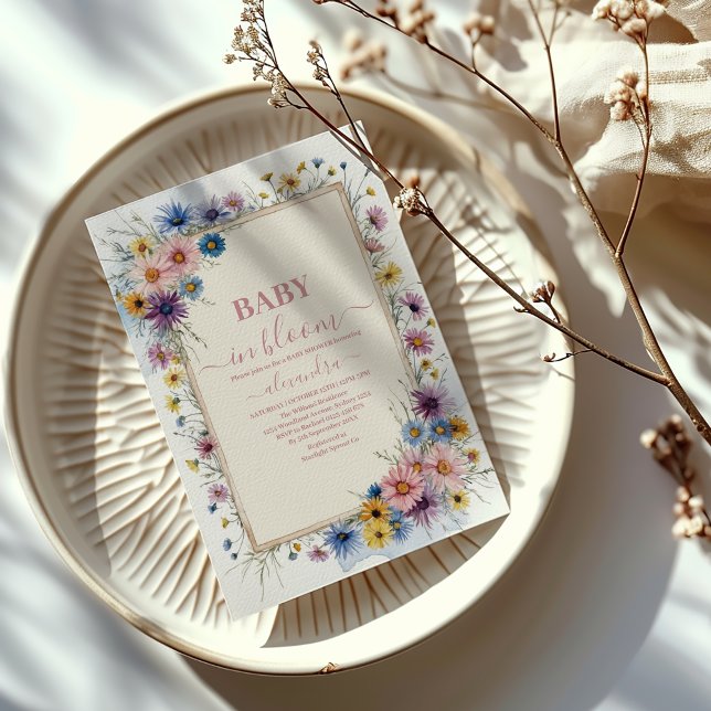 Invitación Bebé floral rosa Rubor en ducha de flores (Subido por el creador)