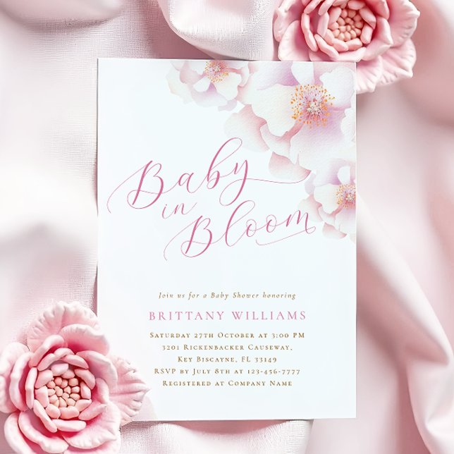 Invitación Bebé floral rosa Rubor en ducha de flores (Subido por el creador)
