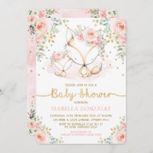 Bebé floral rosa Rubor Woodland Fox Chica Shower