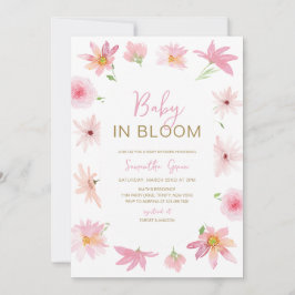 Invitación Bebé floral rosado en Baby Shower en sangre